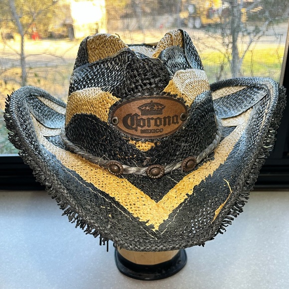 Corona Accessories - Corona Black and Tan Straw Cowboy Hat